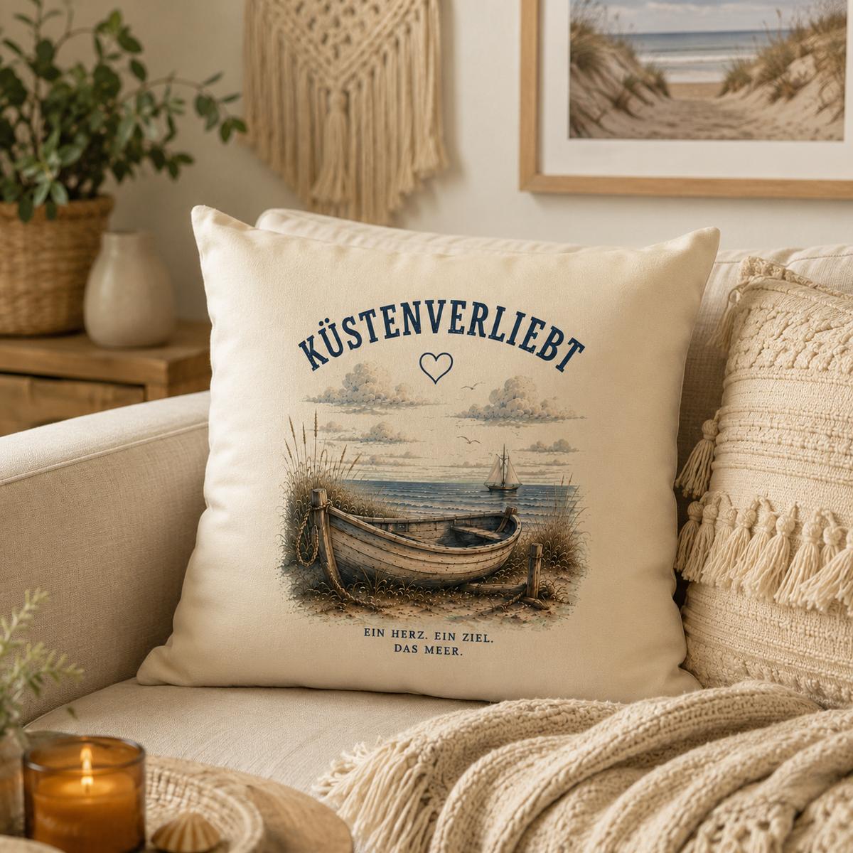 Küstenverliebt Dekokissen 40x40 cm – Küstengefühl für dein Zuhause